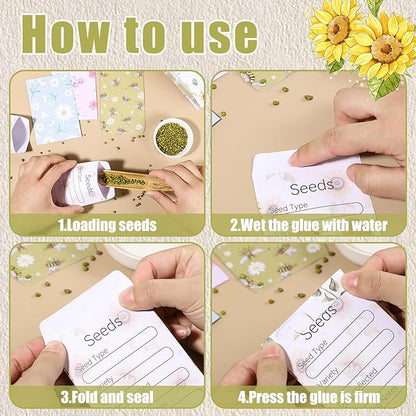 160 Pcs Seed Envelopes - 3.15 x 4.72 Inch Self Sealing Seed Packets for Flower & Vegetable Seeds Storage Easter Decorations Gifts