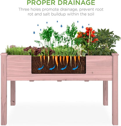 Best Choice Products 48x24x30in Raised Garden Bed, Elevated Wood Planter Box Stand for Backyard, Patio, Balcony w/Bed Liner, 200lb Capacity - Pink