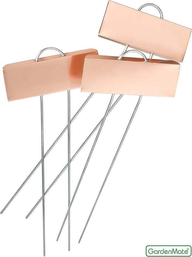 GardenMate 100-Pack Weatherproof Large Copper Metal Plant Labels, Height 11.5", Label Area 3 1/2 x 1 1/4"