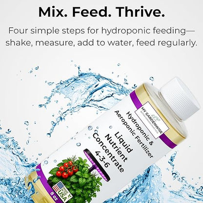 Liquid Plant Food – Hydroponics Nutrients for Indoor House Plants, Tomato, Strawberry, Lucky Bamboo, Lettuce, Vegetable Garden & Herbs – Aero Nutrients Liquid Fertilizer for All Growing Systems (16oz)