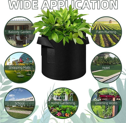 5/10/12/20/30 Pack 10 Gallon Grow Bags, Heavy Duty Thickened Nonwoven Fabric Pots with Handles, Plant Grow Bags for Vegetable/Flower/Plant/Fruits, Black (12 Pack)
