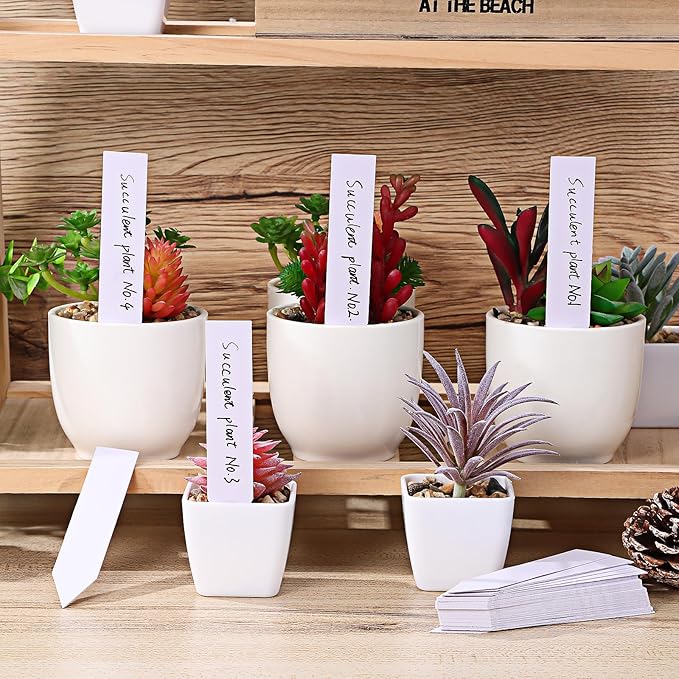 120PCS Waterproof Plant Labels - 4 Inch Blank Garden Markers for Indoor & Outdoor Use with Marker Pen - White PVC Type Stakes for Herbs, Flowers, and Plants