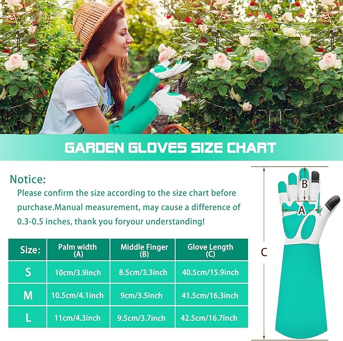 Long-Gardening-Gloves for Women/Men - Thorn Proof Rose Pruning Gloves Heavy Duty Gauntlet, Best Garden Gifts for Gardener-M