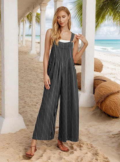 IWOLLENCE Women's Summer Jumpsuits Boho Wide Leg Overalls Casual Loose Rompers with Pockets 2025
