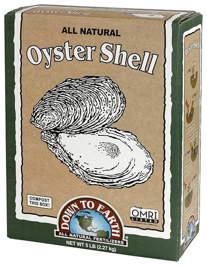 Down to Earth Organic White Oyster Shell Fertilizer - OMRI Listed Calcium Amendment for Healthy Soil & Strong Plant Growth, 5 lb