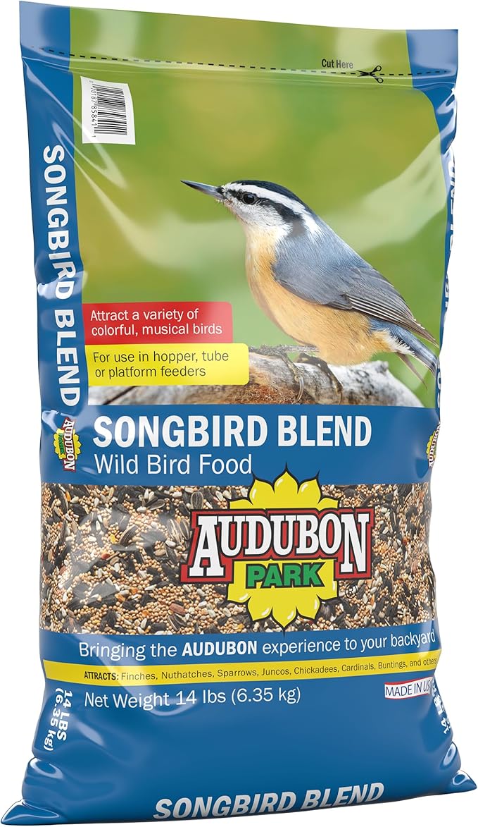 Audubon Park Songbird Blend Wild Bird Food, Bird Food for Outside Feeders, 14-Pound Bag