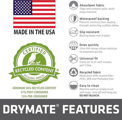 Drymate 12-Pack Plant Coasters (6 Inch, 8 Inch, 10 Inch), (4 of Each), Absorbent Fabric Mats, Waterproof, Protects Surfaces, Fast Drying, for Indoor & Outdoor Plants or Pots (USA Made) (Light Grey)