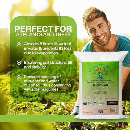 Premium Engineered Biochar Soil Amendment (Chip 30 Qts) – 100% Natural Active Carbon Award-Winning Biochar for Gardens | Organic Soil Amendment for Plants, Boosts Nutrients & Reduces Fertilizer Use