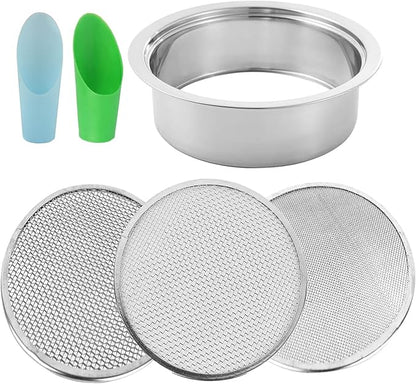 Soil Sifter for Gardening Stainless Steel With1/8in, 1/4in, 3/8in Sieve Mesh,Rock Sifter Garden Sieve for Rocks,Dirt Sifter for 3 Gallon Bucket Strainer Filter Compost Bonsai Pellet