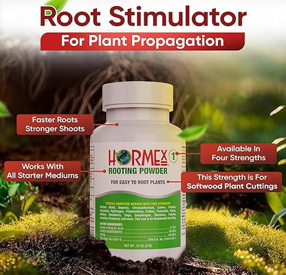 Hormex Rooting Powder #1 (0.10% IBA) for Delicate Houseplants, Succulents & Herbs - Gentle Root Powder, Root Stimulator for Plants, Rooting Hormone for Cuttings, Cloning, & Softwood Propagation