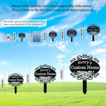 Custom Metal Garden Sign with Stake, Personalized Garden Signs for Outside, Customized Garden Name Signs for Yard Lawn Outdoor Decor Gardening Gifts for Moms Grandmas Gardeners