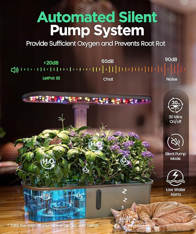 LetPot LPH-Air Hydroponics Growing System Kits, APP & WiFi Controlled Smart Indoor Garden with Adjustable 24W Grow Light Full Spectrum, 10 Pods Planter Indoor Gardening for Gifts, Kitchen, Vegetable