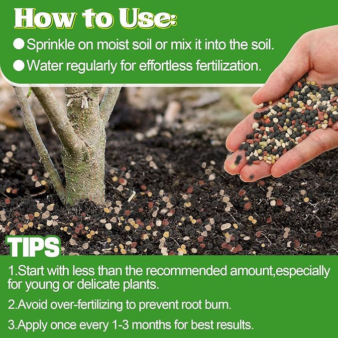 10-10-10 Slow-Release Premium Fertilizer - All-Purpose Plant Food for Indoor Outdoor Gardening Vegetables Flowers Lawn Trees Shrubs, 0.5 Quart
