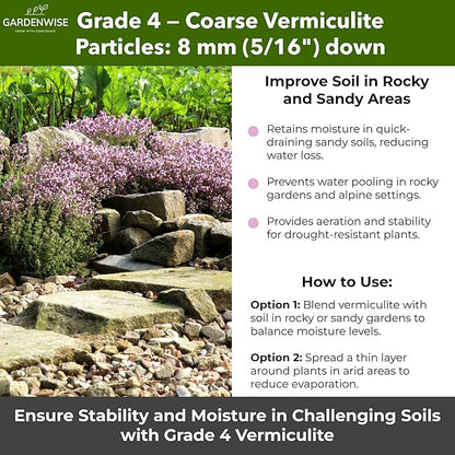 Organic Coarse Vermiculite for Indoor Gardening Plants and Mushrooms – Enhances Soil Aeration, Seed Germination, Rooting Cuttings – Small Packages and Bulk (Vermiculite Grade 4 – Coarse, 3 qt)