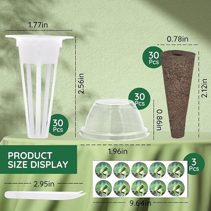 121pcs Seed Pods Kit for AeroGarden, Seed Starter Sponges, Hydroponics System Indoor for All Brands, Grow Anything Kit with 30 Grow sponges, 30 Pod Labels, 30 Grow Baskets, 30 Grow Domes, 1 Tweezer