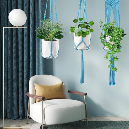 Macrame Plant Hangers, 6Pack Hanging Planters for Indoor Plants w/ 6 Set Hangers Kit Handmade Macromay Plant Hangers Indoor Flower Pots Holder Stand for Boho Home Décor (POTS NOT Included)