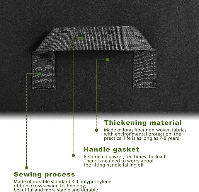 10 Pack Plant Grow Bags 15 Gallon 5 Gallon 3 Gallon Heavy Duty 300g Thickened Nonwoven Aeration Fabric Pots with Handles for Garden Indoor & Outdoor Planting, Moisture Retaining