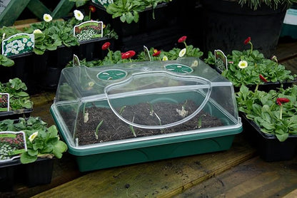 EarlyGrow Medium Seed and Herb Domed Propagator with Vented Side Height Extension and Security Clip Set,Green