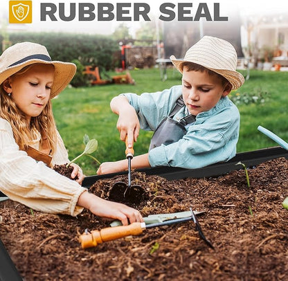 DWVO 8 x 4 x 1.5 FT Raised Garden Bed Kit, Outdoor Galvanized Flower Bed with Safety Rubber and Gloves, Large Metal Planter Box for Vegetables, Flowers, Herbs, Fruits, Black