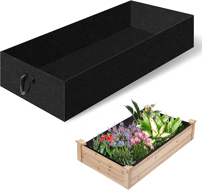 2PCS Raised Garden Bed Liner Fabric Raised Garden Bed Breathable Drainage Rectangle Grow Bags with Handles Fabric Garden Bed for Outdoor Garden Bed Holds Soil - 4ft x 2ft x 1ft