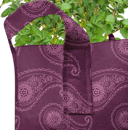 Ambesonne Tropical Grow Bags 5-Pack, Pinkish Exotic Flamingos, Heavyduty Fabric Pots with Handles for Plants, Black Pink
