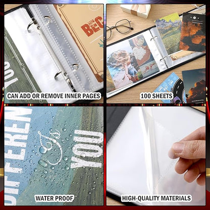Spiareal Movie Night Card Organizer Set Greeting Card Holder 6 x 8 Inches 100 Pages Stamping Binder Album Display Organization Storage for Movie Night Party Photo Gift