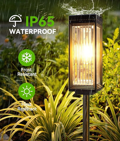 Solar Pathway Lights Outdoor, 8 Pack Upgraded Solar Lights Outdoor Waterproof, Bright Up to 15 Hrs Auto On/Off Garden Light for Yard Patio Lawn Path Walkway Driveway Outside Decor