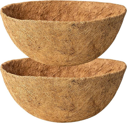 20 Inch Natural Coconut Husk Fiber Liners for planters Round Coco Replacement Liners for Hanging Flower Basket Planter Large Coco Coir Pots for Outdoor Garden Planting – 2 Pack