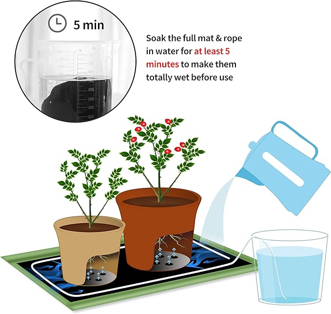ORIMERC 40 x 50 inch Automatic Plant Watering Mat & 30 feet Self Watering System Wick Cord for Seed Starter Tray Capillary Mat for Seedling Capillary Matting for Potted Plants Greenhouse Gardening