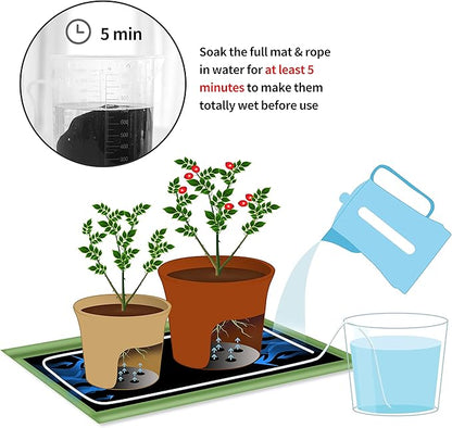 ORIMERC 40 x 50 inch Automatic Plant Watering Mat & 30 feet Self Watering System Wick Cord for Seed Starter Tray Capillary Mat for Seedling Capillary Matting for Potted Plants Greenhouse Gardening