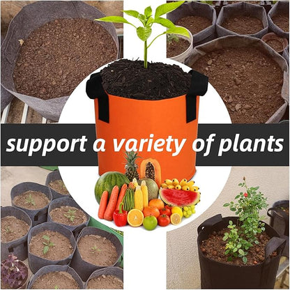 Grow Bags,Growing Pot Bags Garden Grow Bag Indoor Outdoor Fabric Aeration Plant Pot Container Flower Vegetable Pouch (Dark Orange,12Gallon)