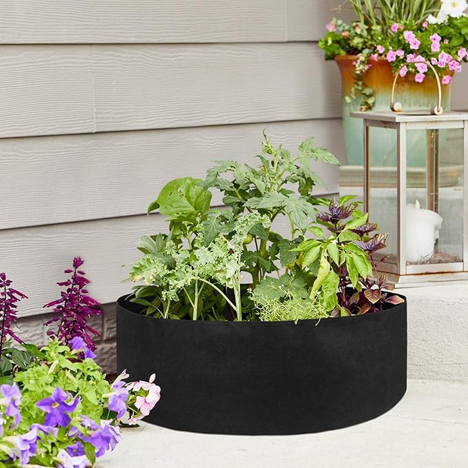 PovKeever Extra Large Fabric Raised Planting Bed, Round Raised Planter Garden Bed Bag for Herb Flower Vegetable Plants Size M（50 Gallon）