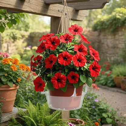 Curtis Wagner Plastics Hanging Basket Drip Pans (5-Pack) | Clear, Round (Diameter = 6.25" Base, 8" Top, 3.5" Depth) Hanging Plant Tray Saucer with Built-in Hooks & Water Catcher for Indoor & Outdoor