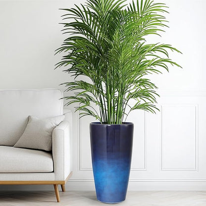 22.8" H Gradient Blue Planters for Outdoor Plants, Set of 2 Large Flower Pot with Drainage Hole, Weather-Resistant for Porch,Garden,Patio or Indoor Use
