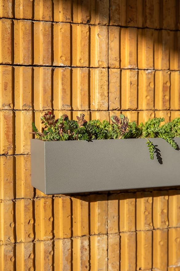 Veradek Forma Series Trough Hanging Planter - Rectangular Planter for Window Sill/Wall Decor | Made from Plastic-Stone Material | Modern Décor for Succulents, Indoor Small Plants