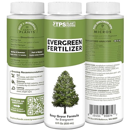 Evergreen Tree Fertilizer for All Conifer Trees and Shrubs, Liquid Plant Food 8 oz (250mL)