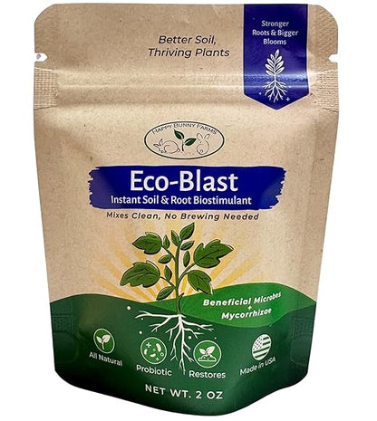 Eco-Blast™ Instant Compost Tea – 2oz Bag. Soil Microbes with Plant Probiotics, Mycorrhizae, Kelp, Yucca, Humic, Amino & Fulvic Acids.