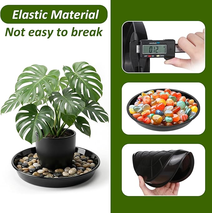 6PCS Plant Trays for Pots - 10 12 14 Inch Plant Saucer Round Plastic Plant Water Catcher Tray for Indoor Outdoor Garden Plants