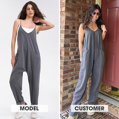 EXLURA Womens Casual Summer Jumpsuits 2026 Romper Bib Outfits Beach Vacation Denim Trendy Fashion Overalls with Pockets