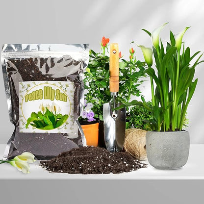 Organic Peace Lily Soil Mix 4qt, Indoor Plants Potting Mix for Planting, Growing, or Repotting Peace Lily Plants, Grow Healthy houseplants Indoors