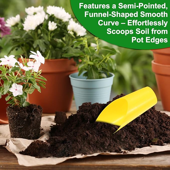 6-Pack Bonsai Soil Scoops, Plastic Garden Soil Scoops Bucket Shovel Potting Scoopers for Transplanting/Flower Planting/Plant Succulent, Colorful Small Gardening Tools [Yellow]