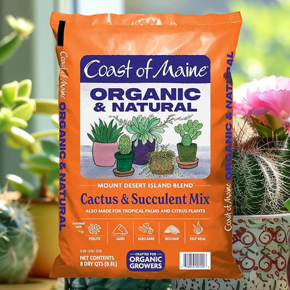 Coast of Maine Mount Desert Island Blend, 8qt (Pack of 8) Organic and Natural, Cactus and Succulent Mix - Tropical Palms and Citrus Plants