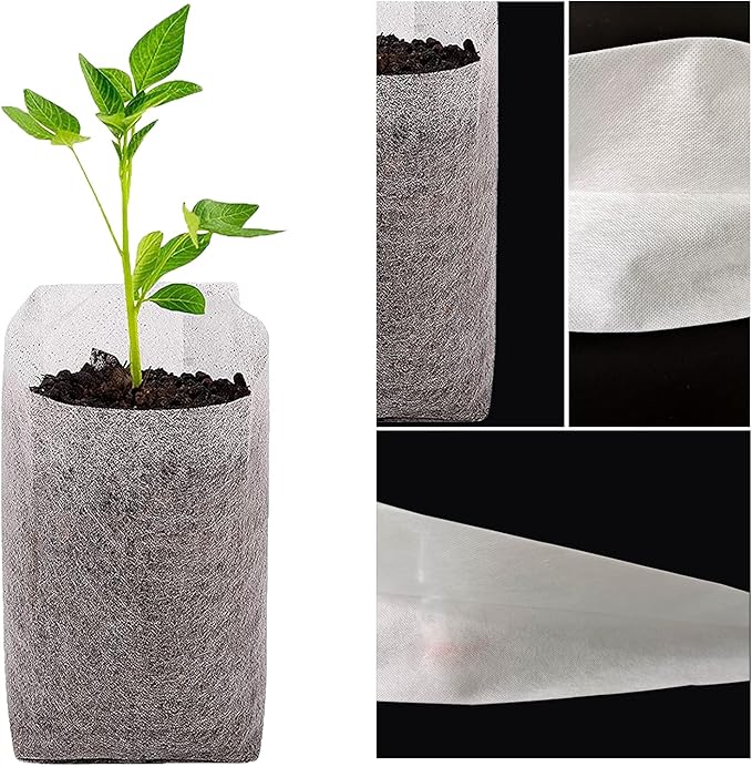 Tarklanda 100pcs Grow Bags,Biodegradable Non-Woven Plant Nursery Bags Plant Fabric Seedling Pots Bags Plants Home Garden Supply (7.8 * 11.8)