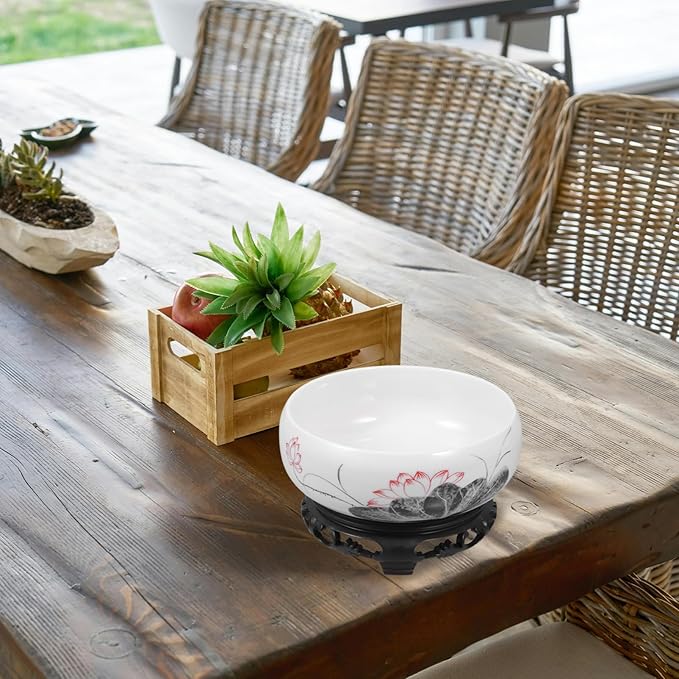YARNOW Ceramic Lotus Bowl Cactus Bowl Planter Ceramic Water Lily with Stand for Home Office Garden