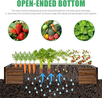 SnugNiture 2 Pcs 8x4x1FT Raised Garden Bed Galvanized Planter Garden Boxes Outdoor, Deep Root Planter Raised Bed for Vegetables Flowers Herbs,Brown