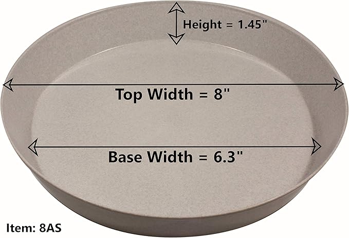 8 Inch (6.3 Inch Base) Case of 10 Plant Saucer - Black Polypropylene,Heavy Duty Indoor/Outdoor Tray and Drip Pan,Collects Flower Pot Excess Water Made in USA