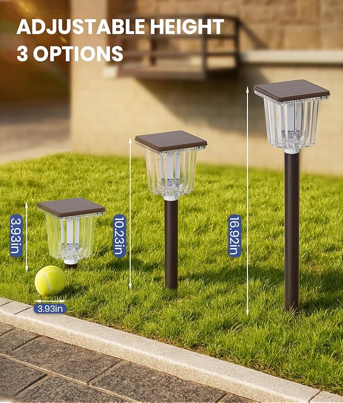 Super Bright Outdoor Solar Lights for Yard Powered 6 Pack, Adjustable Warm&Cool White, Waterproof IP65 Garden Decor Landscape Lighting Outside for Front Pathway/Patio/Walkway/Driveway/Lawn/Path Light