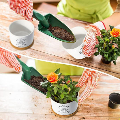 Sieral 6 Pcs Bible Verse Succulent Pots White Ceramic Flower Planter with Bamboo Tray Small Pots Christian Gift Succulent Planters for Patio Garden 3 x 3 x 2 Inch, Plants Not Included(Bible Style)