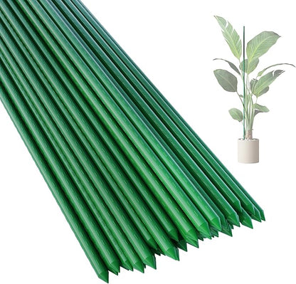 48 Inch 4 Ft Plant Support Garden Stakes 25 PCS, Sturdy Steel Plastic Coated Sticks for Outdoor Growing Climbing, Tomato, Trees, Cucumber, Beans