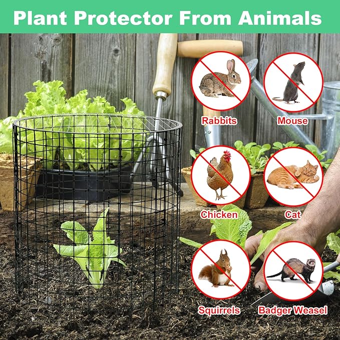 30Pcs Plant Protector from Animals: 10 Pack Metal Mesh Plant Cages to Keep Animals Out - Garden Protection Bunny Barricades from Chicken Squirrels Rabbits for Flowers Vegetables